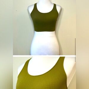 Fabletics Olive Green Ribbed Longline Sports Bra